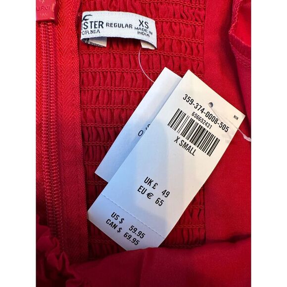 Hollister Red Mini Dress with Puffy Sleeves Size XS NWT! - Picture 5 of 5